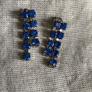 Periwinkle Blue Crystal  Rhinestone Earrings